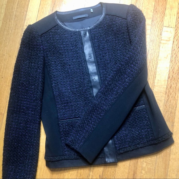 ELIE TAHARI COLLARLESS TWEED BLAZER - Picture 3 of 8